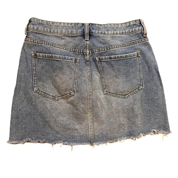 Pacsun Denim Cutoff Mini Skirt with Floral Embroidered Applique 27 - Picture 5 of 7